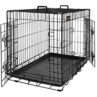 FEANDREA Jaula Metálica para Perros- Transportín Plegable para Mascotas- Talla L- 75 x 47 x 54 cm- Negro PPD30H